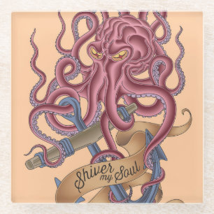 Posavasos De Vidrio Tiembla mi pulpo Tatto del alma el  