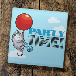 Posavasos De Vidrio ¡TIEMPO DE FIESTA! Zarigüeya Divertida Zarigüeya F