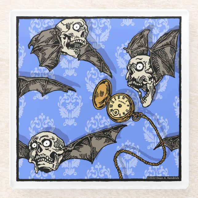 Posavasos De Vidrio Tiempo Para Los Bats De Calavera - La Pesadilla De (Anverso)