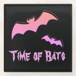 Posavasos De Vidrio Tiempos de murciélago - Resumen rosa y púrpura de 