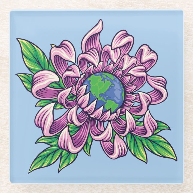 Posavasos De Vidrio Tierra en Flor (Anverso)