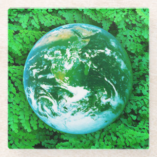 Posavasos De Vidrio Tierra verde - conciencia ecológica