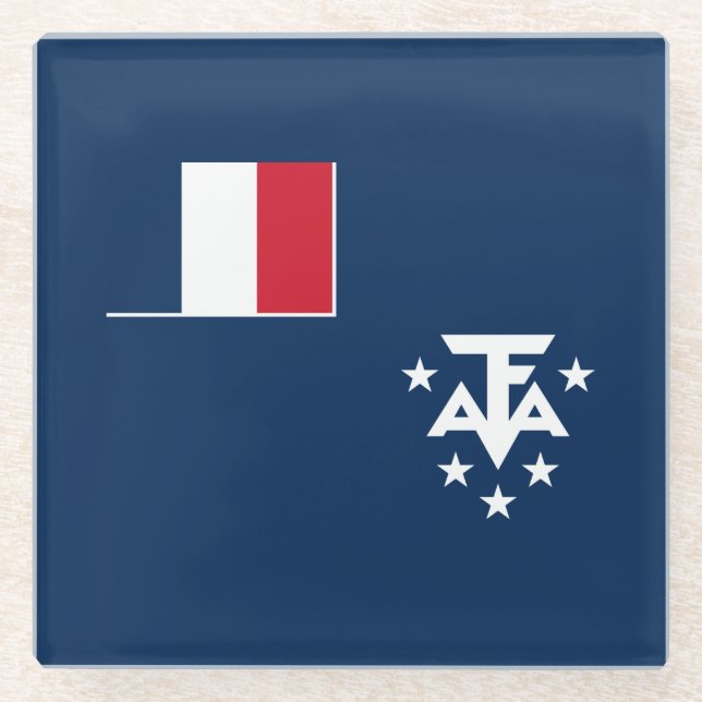 Posavasos De Vidrio Tierras Antárticas del Sur Francés (Anverso)