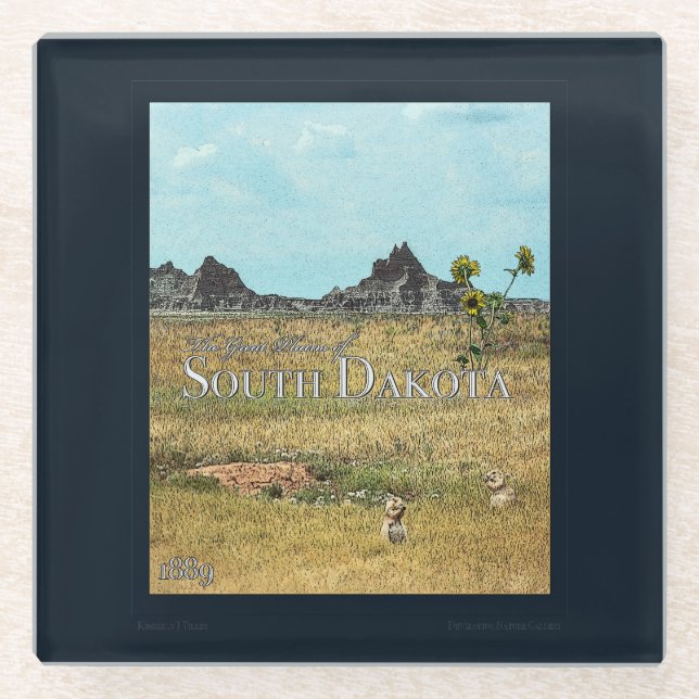 Posavasos De Vidrio Tierras de pradera de Dakota del Sur (Anverso)