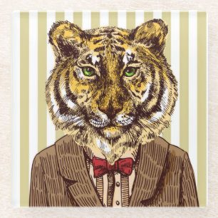 Posavasos De Vidrio Tigre en desgaste de la tarde