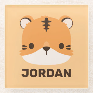 Posavasos De Vidrio Tigre lindo con nombre personalizado