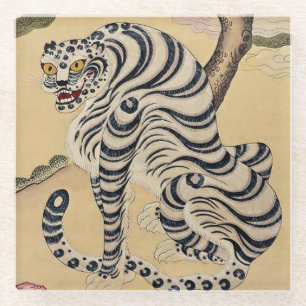Posavasos De Vidrio Tigre rayado coreano Minhwa