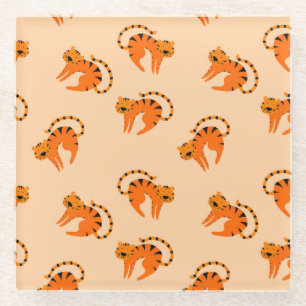 Posavasos De Vidrio Tigres personalizados: Impresión de época para niñ