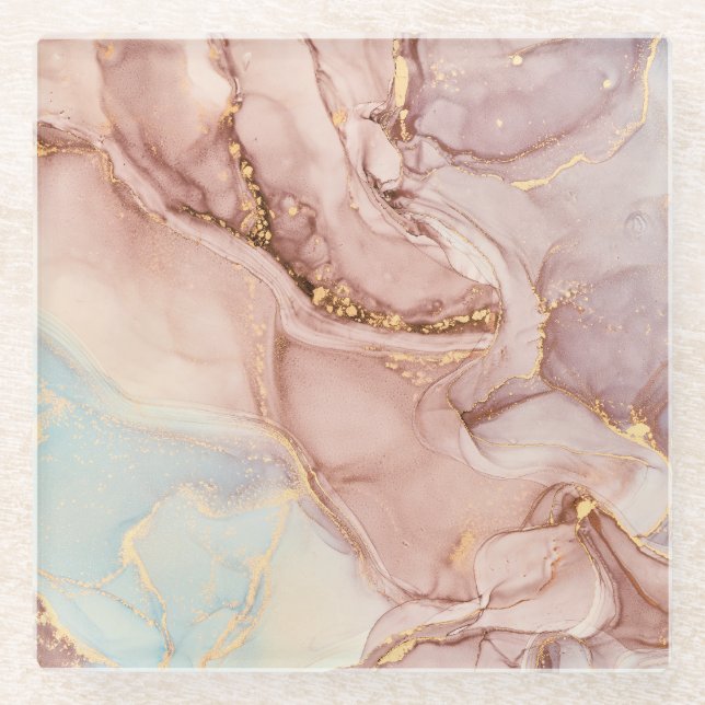 Posavasos De Vidrio Tinta de alcohol fluida abstracta de lujo (Anverso)