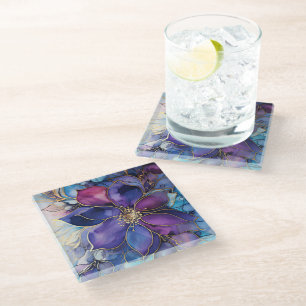Posavasos De Vidrio Tinte Azul y Púrpura
