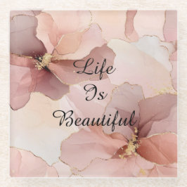 Posavasos De Vidrio Tinte Romántico Rosa Dorado Jardinera de Boda Flor