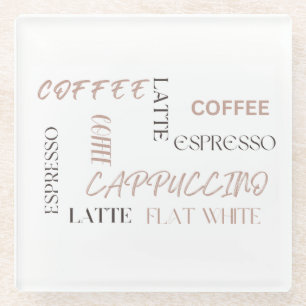 Posavasos De Vidrio Tipografía de Café Moderna Estilo Amante del Café