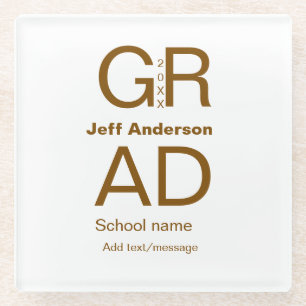 Posavasos De Vidrio Tipografía de grado moderna graduación simple míni