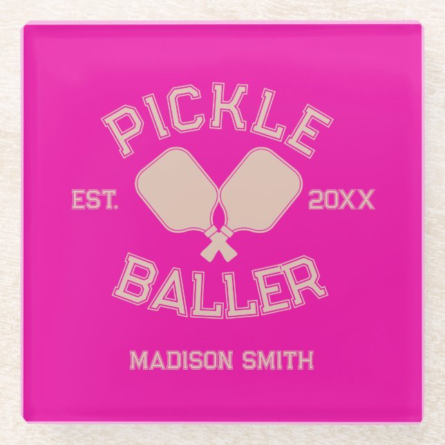 Posavasos De Vidrio Tipografía de la Colegiatura de Pickleball Pickle  (Anverso)