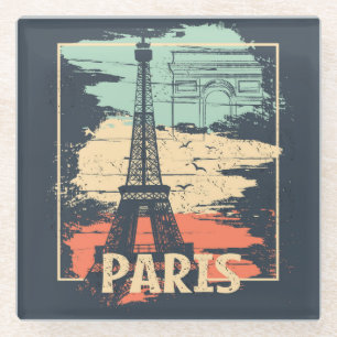 Posavasos De Vidrio Tipografía de París: poster abstracto de Eiffel.