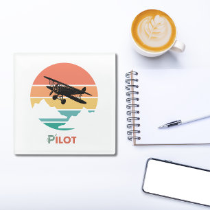 Posavasos De Vidrio Tipografía de piloto, vintage retro, avión simple 
