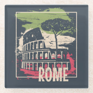 Posavasos De Vidrio Tipografía de Roma: Poster de la Torre Eiffel.