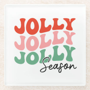 Posavasos De Vidrio Tipografía de vacaciones retro en temporada de Jol