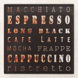Posavasos De Vidrio Tipografía moderna y elegante de tipos de café