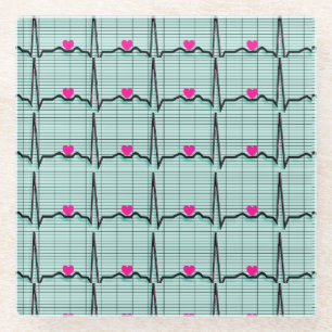 Posavasos De Vidrio Tiras EKG cardíacas