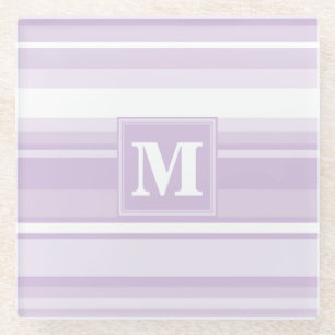 Posavasos De Vidrio Tiras moradas monogramo