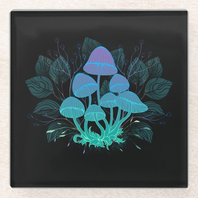 Posavasos De Vidrio Toadstools en Bushes (Anverso)