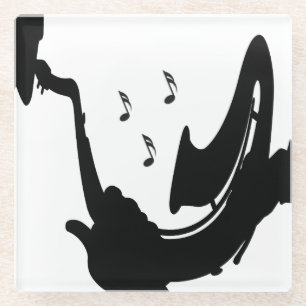 Posavasos De Vidrio Tocar el saxofón surrealista