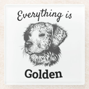 Posavasos De Vidrio "todo es oro" perro recuperador de oro