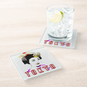 Posavasos De Vidrio Tokyo Geisha Japan Glass Coaster