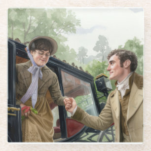 Posavasos De Vidrio Tom ayudando a Mary a bajar de un carruaje