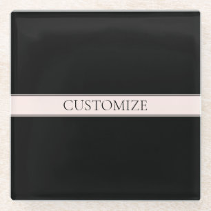 Posavasos De Vidrio Tono Rosa Suave y Texto Editable Elegante