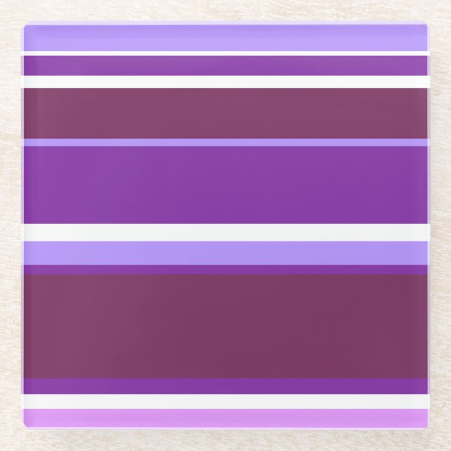 Posavasos De Vidrio Tonos de rayas violetas (Anverso)