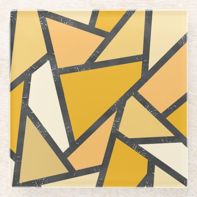 Posavasos De Vidrio Tonos de vidrio manchado amarillo (Anverso)
