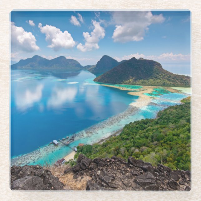 Posavasos De Vidrio Top de la hermosa vista el | de la isla de Bohey (Anverso)