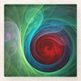 Posavasos De Vidrio Tormenta roja Floral Moderno Resumen Patrón de col