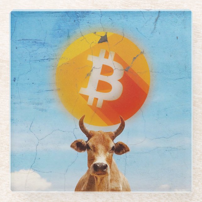 Posavasos De Vidrio Toro Resistente Bitcoin (Anverso)