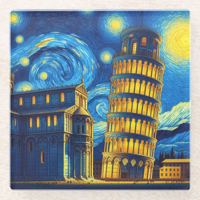 Posavasos De Vidrio Torre De Pisa, Italia, De Pisa, Con Sensación De P (Anverso)