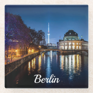 Posavasos De Vidrio Torre de televisión e isla de museo en Berlín, Ale