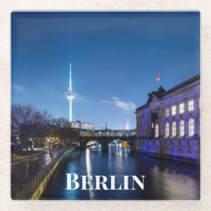 Posavasos De Vidrio Torre de televisión e isla de museo en Berlín, Ale