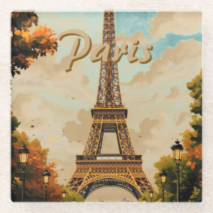 Posavasos De Vidrio Torre Eiffel París Viajes Estilo Vintage Arte Retr