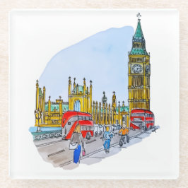Posavasos De Vidrio Torre Elizabeth, también conocida como Big Ben