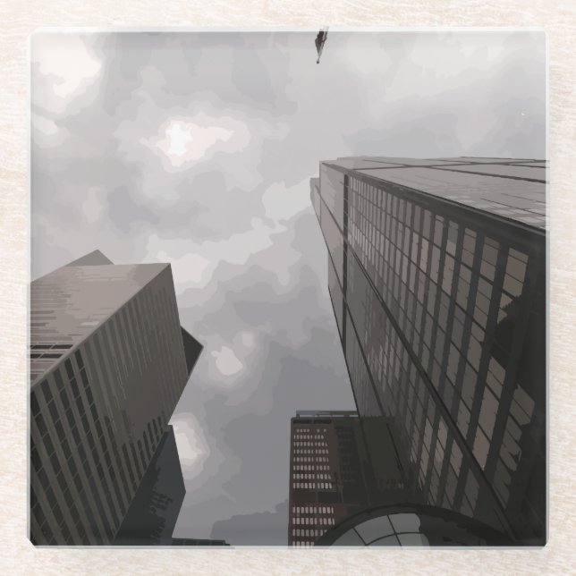 Posavasos De Vidrio Torre en la ciudad. (Anverso)