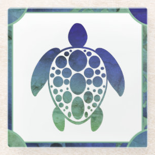 Posavasos De Vidrio Tortuga - Azul