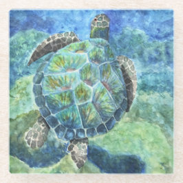 Posavasos De Vidrio Tortuga marina de montaña de cristal #2
