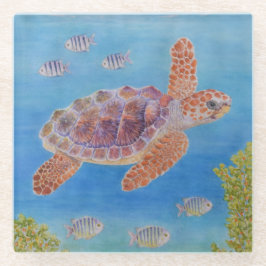 Posavasos De Vidrio Tortuga marina joven de cabeza grande