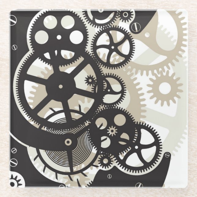 Posavasos De Vidrio Trabajo de las ruedas del diente (Anverso)