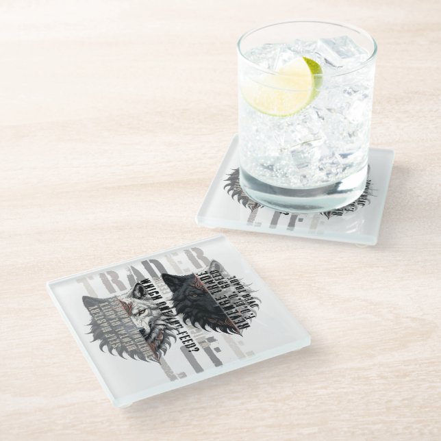 Posavasos De Vidrio Trader life | Wolf | Both sides (Angular)