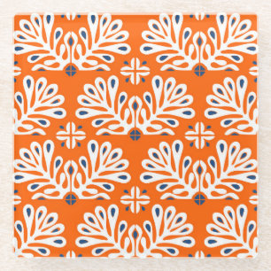 Posavasos De Vidrio Tradición escandinava: Mosaico étnico floral.