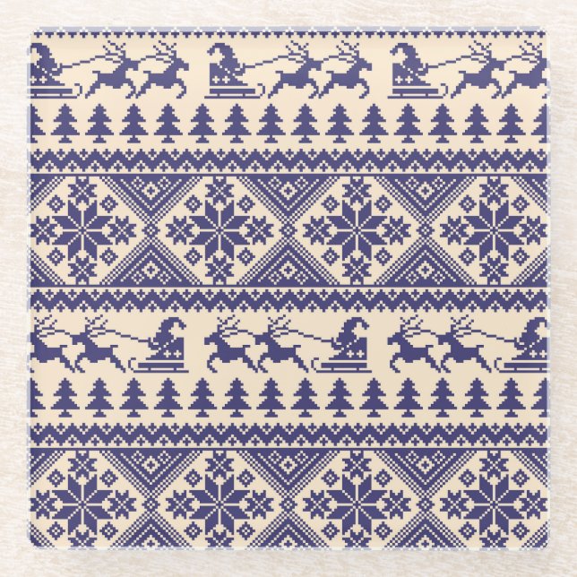 Posavasos De Vidrio Tradición nórdica: diseño de patrones sin foco (Anverso)