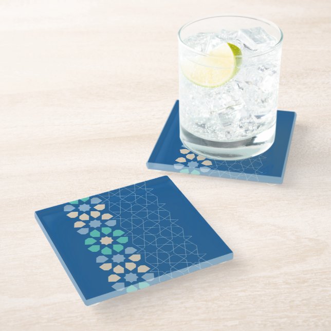 Posavasos De Vidrio Tranquilidad turquesa azul (Angular)